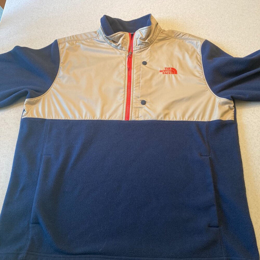 The North Face Tundra Fleece Pullover Men's Size XL Tan/Navy Blue - Picture 5 of 11